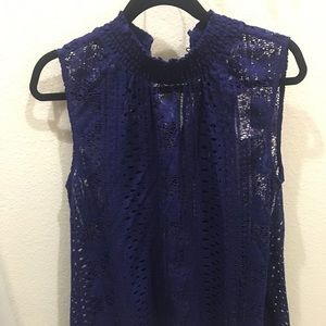 Blue lace loft top